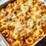 Cheesy Baked Tortellini Casserole With Meat Sauce