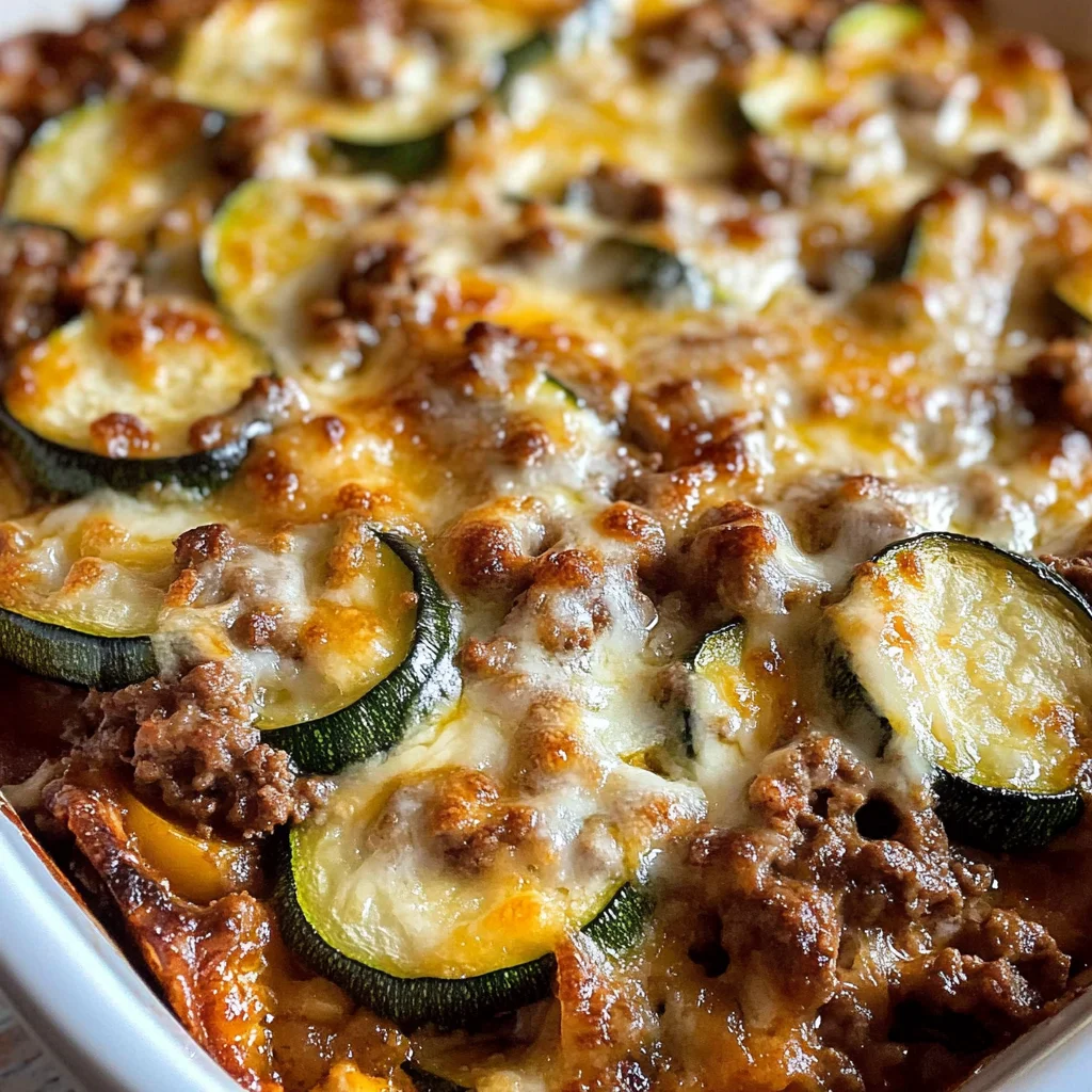 Cheesy Beef & Zucchini Casserole