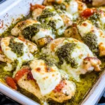 Cheesy Pesto Baked Chicken