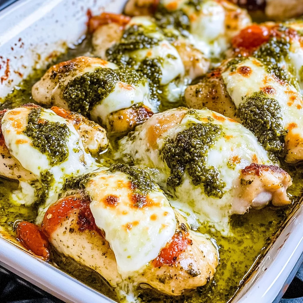 Cheesy Pesto Baked Chicken