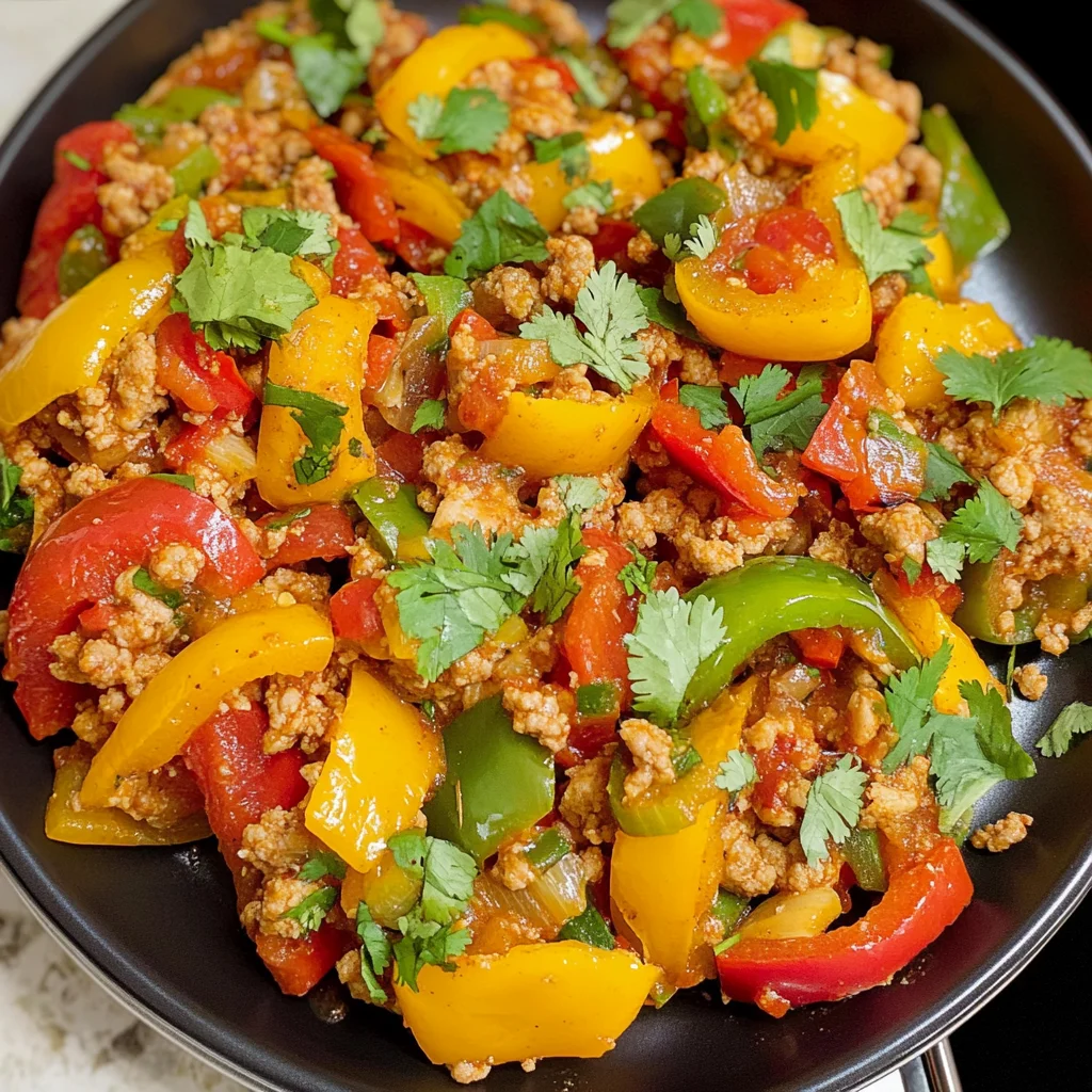 Ground turkey and peppers