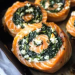 Spinach & Feta Stuffed Salmon Pinwheels