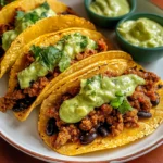 Crispy Baked Ground Turkey Tacos with Avocado Sauce